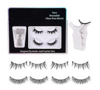 Lot de 2 paires de cils artificiels magnétiques - Sans colle - Sans colle - Magnétique - Pour femmes, filles, débutantes, vie quotidienne, voyage