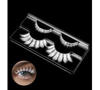 Lot de 2 paires de cils blancs en fibres synthétiques de qualité supérieure pour cosplay, Halloween et maquillage de scène, style de maquillage japonais légers et réutilisables avec volume naturel