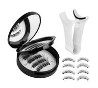 Lot de 2 paires de cils magnétiques réutilisables 5D avec applicateur, imperméables, aspect naturel double couche pour femmes, filles, voyage, kit de maquillage