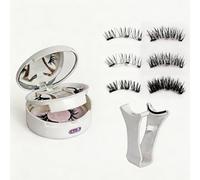 Lot de 2 paires de cils magnétiques réutilisables avec applicateur - Aspect naturel - Imperméables - Faux yeux - Pas de colle nécessaire - Instructions (français non garanti) - Facile à porter et à