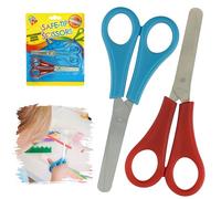 Lot de 2 paires de ciseaux avec échelle en centimètres, ciseaux d'entraînement préscolaire, poignées en plastique à pointe sûre (rouge et bleu), ciseaux de sécurité pour enfants de 13 cm