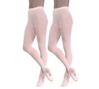 Lot de 2 paires de collants convertibles de danse | Multipack 60 deniers | Pour filles, enfants, tout-petits, adultes | en rose, blanc, noir, brun clair et bronzage clair, rose, L