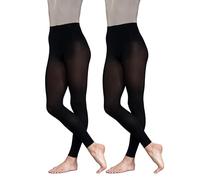 Lot de 2 paires de collants de danse sans pied 60 deniers pour filles, enfants, tout-petits, adultes et femmes en noir, beige, brun clair et rose, Noir , 9-11 ans