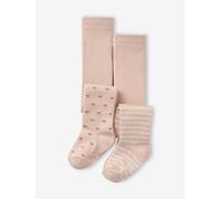 Lot de 2 paires de collants fantaisie bébé fille rose pâle 19/22