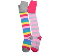 Lot de 2 paires de collants rayés en coton pour fille, rose, 7 ans