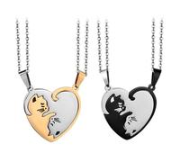 Lot de 2 Paires de Colliers pour Couple - Commémoratifs d'Amitié, d'Amour, Assortis, Bff - pour Anniversaires, Danses, Dîners - Laiton