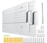 Lot de 2 paires de crochets à taquet français - 76,2 cm, supports de montage mural robustes pour miroir, rebord, armoires, tableau, tableau blanc ou tête de lit - Aluminium
