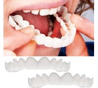 Lot de 2 paires de dents à clipser, fausses dents en haut et en bas, facettes instantanées, dentier naturel, facettes cosmétiques, blanchiment des dents pour mauvaises dents, kits de soins dentaires