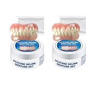 Lot de 2 paires de dents artificielles, prothèses dentaires provisoires, fausses dents, facettes à clipser pour dents supérieures et inférieures, prothèses fausses dents
