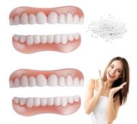 Lot de 2 paires de fausses dents avec pince à épiler, prothèse dentaire provisoire, protège-dents cosmétique, kit de rétine en silicone pour femmes et hommes