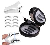 Lot de 2 paires de faux cils étanches 3D avec applicateur - Fournitures de maquillage portables pour la maison, le studio, les voyages
