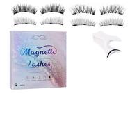 Lot de 2 paires de faux cils magnétiques avec applicateur pour débutants | Cils aspect naturel pour les vacances, les voyages, les fêtes, les spectacles, les rendez-vous, les affaires, le bureau