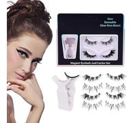 Lot de 2 paires de faux cils magnétiques sans colle - Bandes de cils naturels - Sans colle - Magnétiques - Pour femmes, filles, débutants, ,