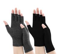 Lot de 2 Paires de Gants de Compression Arthritique, Grands Gants Sans Doigts en Bambou pour L'arthrite Soulager les Tensions Musculaires pour Hommes Femmes Soulagement de Douleur Arthrose Rhumatoïde