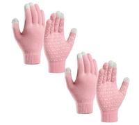 Lot de 2 Paires de Gants d'Hiver Écran Tactile Gants Thermiques avec Doublure en Laine Gants Tricotés Chaude et Poignets Extensibles pour Cyclisme, Course à Pied Cadeaux Chauds pour Hommes et Femmes