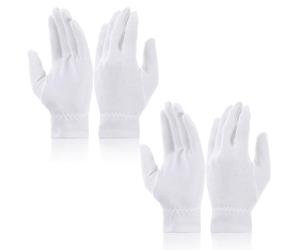 Lot de 2 paires de gants en coton blanc - Gants hydratants - Pour le sommeil et le spa - Conviennent pour les mains sèches et l'eczéma - Examen des bijoux