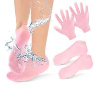 Lot de 2 Paires de Gants et Chaussettes Spa en Silicone Hydratants - Traitement de Nuit pour Mains et Pieds - Guérison de l'Eczéma, Réparation et Hydratation