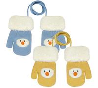 Lot de 2 paires de gants pour enfant - Motif dessin animé - Doublure polaire chaude - Gants pour enfant de 3 à 6 ans