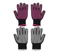 Lot de 2 Paires de Gants Résistants à la Chaleur - Protection Contre le Feu, Isolés, Antidérapants pour Cuisine, Cuisson, Barbecue, Cheveux Bouclés
