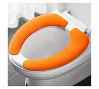 Lot de 2 paires de housses de siège de toilette autocollantes en flanelle chaude et réutilisable, lavables et universelles.(Enlarge-orange)