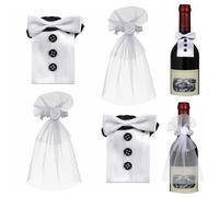 Lot de 2 Paires de Housses pour Bouteille de vin avec mariés - de Mariage Amusants - Décoration de Table de Mariage