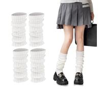 Lot de 2 Paires de Jambières Blanches Pour Femme, D'hiver en Tricot Doux Au Crochet en Motif Tressé, Guêtres Femme Pour Les Fêtes, Le Ballet, La Danse et Le Sport, Taille Unique