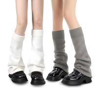 Lot de 2 paires de jambières longues tricotées Y2K, douces, extensibles et chaudes pour femmes, filles, femmes, style punk rétro années 8090