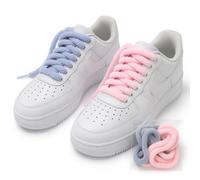 Lot de 2 paires de lacets en fourrure moelleuse de 100 cm - Rose et bleu - Lacets pelucheux pour baskets, Air Force 1, Adidas Campus, Nike Dunk, Vans - Lacets épais et doux style chenille pour