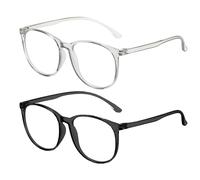 Lot de 2 Paires de Lunettes Anti-Lumière Bleue et Anti-UV - Cadre Rond pour Jeu sur Ordinateur - Sans Ordonnance pour Hommes et Femmes - Adaptées aux Voyages