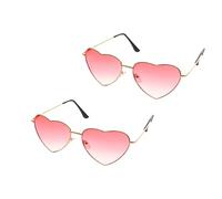 Lot de 2 paires de lunettes de soleil en forme de cœur rose rétro pour déguisement de Mardi Gras, lunettes de soleil de fête pour enfants, style années 60 et 70, lunettes de festival pour déguisement