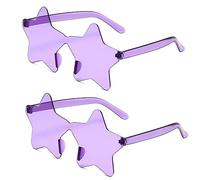 Lot de 2 paires de lunettes de soleil surdimensionnées en forme d'étoile multicolores sans monture pour femme, violet