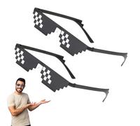 Lot de 2 paires de lunettes de soleil unisexes à pixels, mosaïques, pour fête, festival, carnaval, carnaval, fête, cosplay, décoration