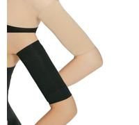 Lot de 2 paires de manchons amincissants élastiques de compression pour femmes et filles pour perdre du poids et aider à perdre de la graisse du bras (noir + couleur peau), noir + nude, taille unique