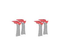 Lot de 2 paires de pattes de sorcière méchante pour décoration d'Halloween pour pelouse, jardin, rayures noires et blanches