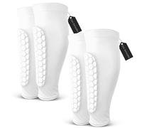 Lot de 2 paires de protège-tibias de football pour jeunes et adultes Blanc Taille S 6 à 10 ans