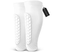 Lot de 2 paires de protège-tibias de football pour jeunes et adultes (blanc, taille XL (adulte)