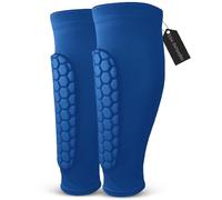 Lot de 2 paires de protège-tibias de football pour jeunes et adultes - Bleu - Taille M (11 à 13 ans)
