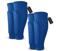 Lot de 2 paires de protège-tibias de football pour jeunes et adultes - Bleu - Taille S (6 à 10 ans)