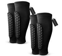 Lot de 2 paires de protège-tibias de football pour jeunes et adultes Noir Taille S