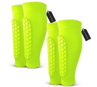 Lot de 2 paires de protège-tibias de football pour jeunes et adultes Vert Taille L