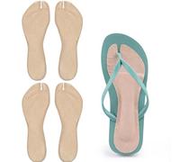 Lot de 2 paires de semelles intérieures en gel pour soutien de la voûte plantaire, tongs - Soutien de la voûte plantaire - Coussin anti-douleur (beige, taille L/XL)