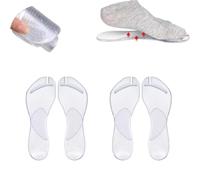 Lot de 2 paires de semelles intérieures en gel pour soutien de la voûte plantaire, tongs - Soutien de la voûte plantaire - Coussin anti-douleur (transparent, taille S/M)
