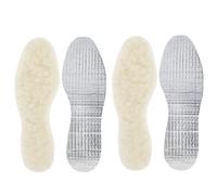 Lot de 2 paires de semelles intérieures en laine d'agneau véritable avec couche d'aluminium - Naturelles - Taille 36 - Pour homme et femme - Fabriquées en Allemagne - Booster de chaleur 5 h - Semelles