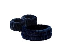 Lot de 2 paires d'élastiques à cheveux en polaire corail imperméable et absorbant pour le visage (bleu)