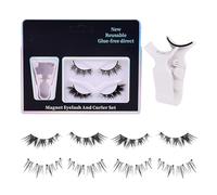 Lot de 2 paires d'extensions de cils magnétiques - Naturels sans colle - Maintien magnétique - Pour femmes, filles, débutants, volumes, voyage, voyage d'affaires, maison