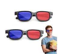 Lot De 2 Paires Lunettes 3D pour TV,Lunette 3D,Lunettes 3D Rouges Et Bleues,Verres 3D, Anti-Buée Et Anti-Rayures,pour TV, Lunettes Stereoscopiques pour 3D Game, Movie, TV, Théâtre (Bleus, Rouges)
