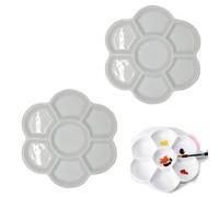 Lot de 2 palettes d'aquarelle en porcelaine blanche - Plateau de peinture lavable en céramique avec surface antiadhésive, palette de mélange de qualité professionnelle pour studio et peinture