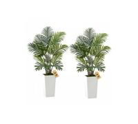 Lot de 2 palmier areca artificiel hauteur 1 2 m feuillage en PE pot blanc aspect réaliste et entretien facile