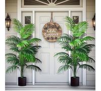 Lot de 2 palmiers Areca artificiels, 24 feuilles réalistes, plantes tropicales décoratives pour maison, salon, chambre ou extérieur