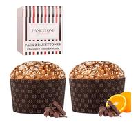 Lot de 2 Panettone Antonella Chocolatissimo au chocolat et Panettone au chocolat et à l'orange - Deux panetons XXL 1200 g - Fabrication artisanale avec recette traditionnelle - Délicieux panetone